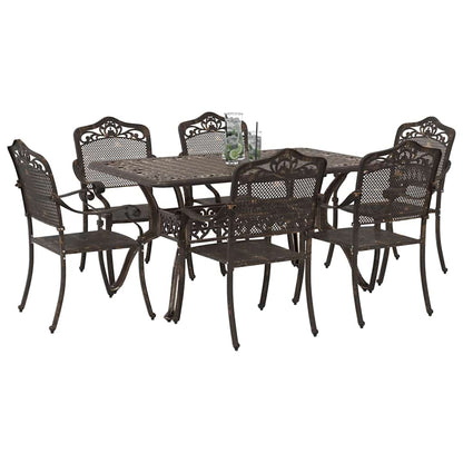 vidaXL Garden Dining Set 7 pcs Bronze Aluminium