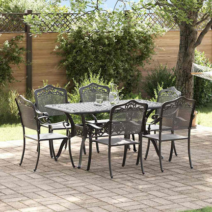 vidaXL Garden Dining Set 7 pcs Black Aluminium