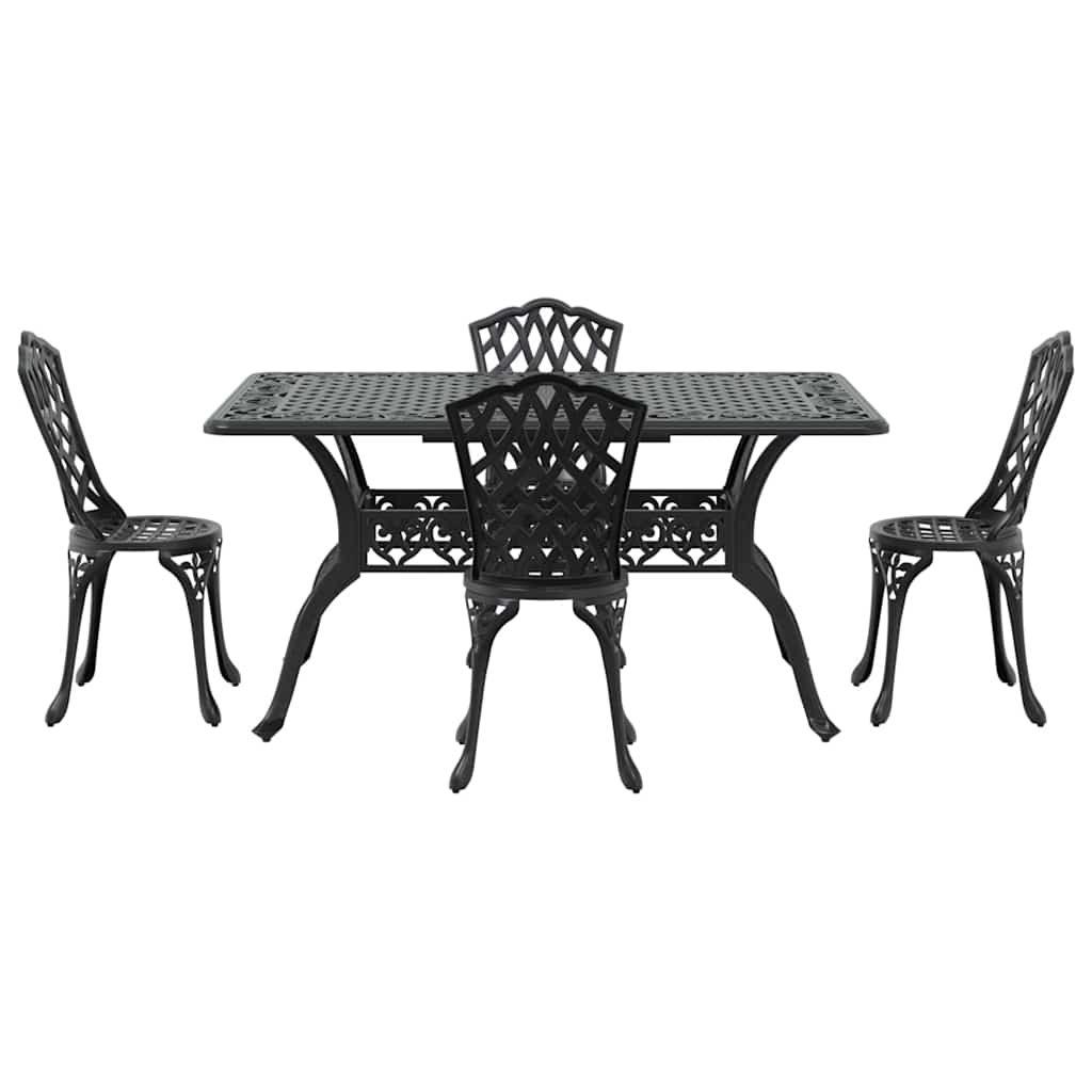 vidaXL Garden Dining Set 5 pcs Black Aluminium