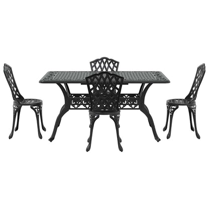 vidaXL Garden Dining Set 5 pcs Black Aluminium