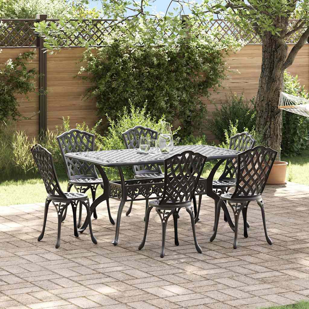 vidaXL Garden Dining Set 7 pcs Black Aluminium