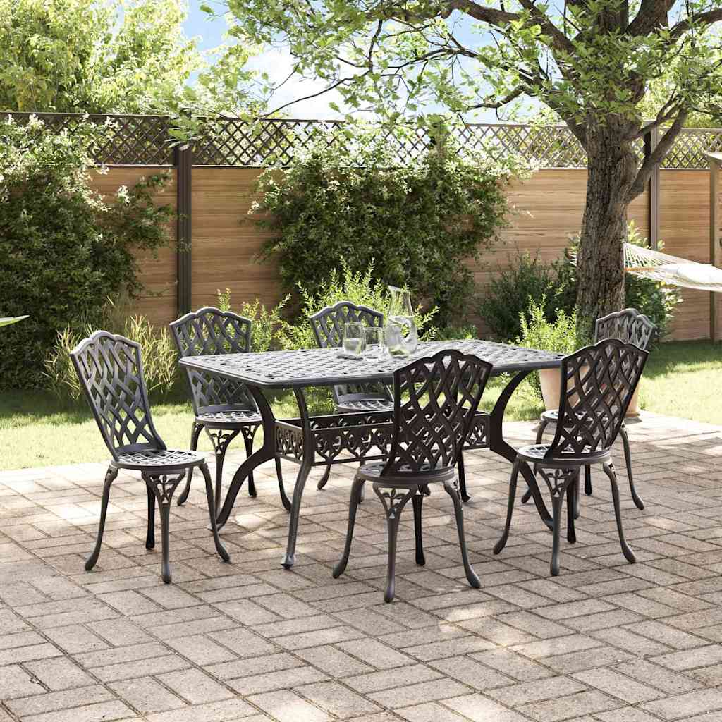 vidaXL Garden Dining Set 7 pcs Black Aluminium