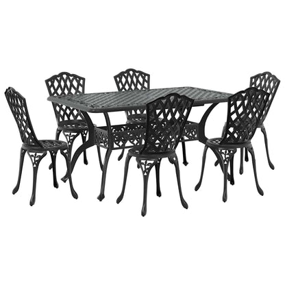 vidaXL Garden Dining Set 7 pcs Black Aluminium