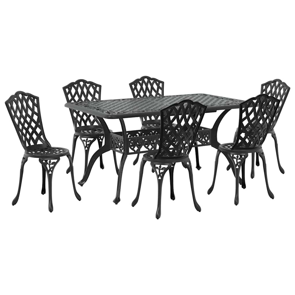 vidaXL Garden Dining Set 7 pcs Black Aluminium