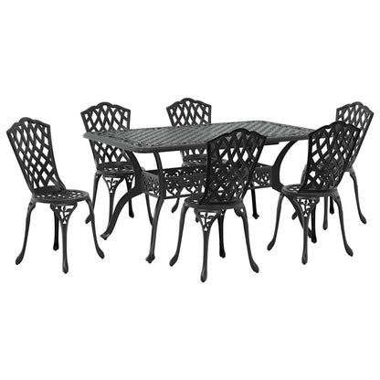 vidaXL Garden Dining Set 7 pcs Black Aluminium
