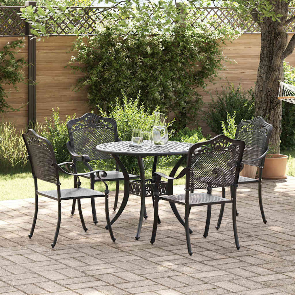 vidaXL Garden Dining Set 5 pcs Black Aluminium