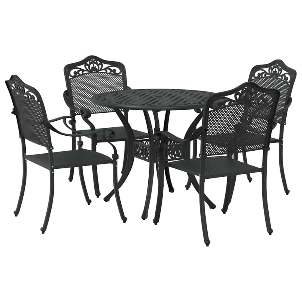 vidaXL Garden Dining Set 5 pcs Black Aluminium