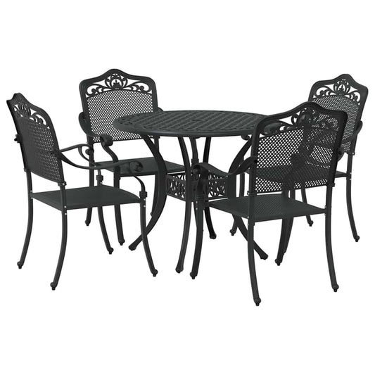 vidaXL Garden Dining Set 5 pcs Black Aluminium