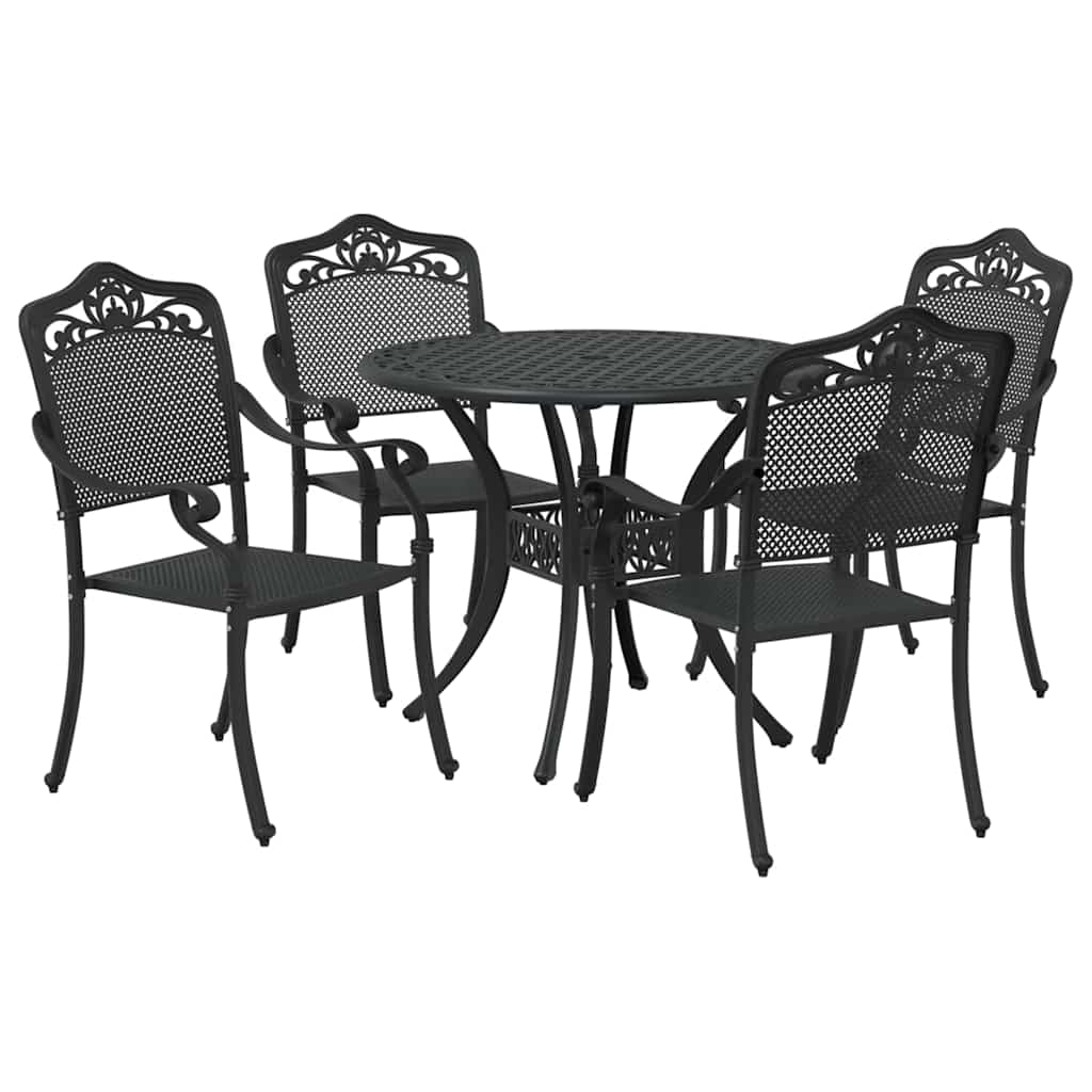 vidaXL Garden Dining Set 5 pcs Black Aluminium