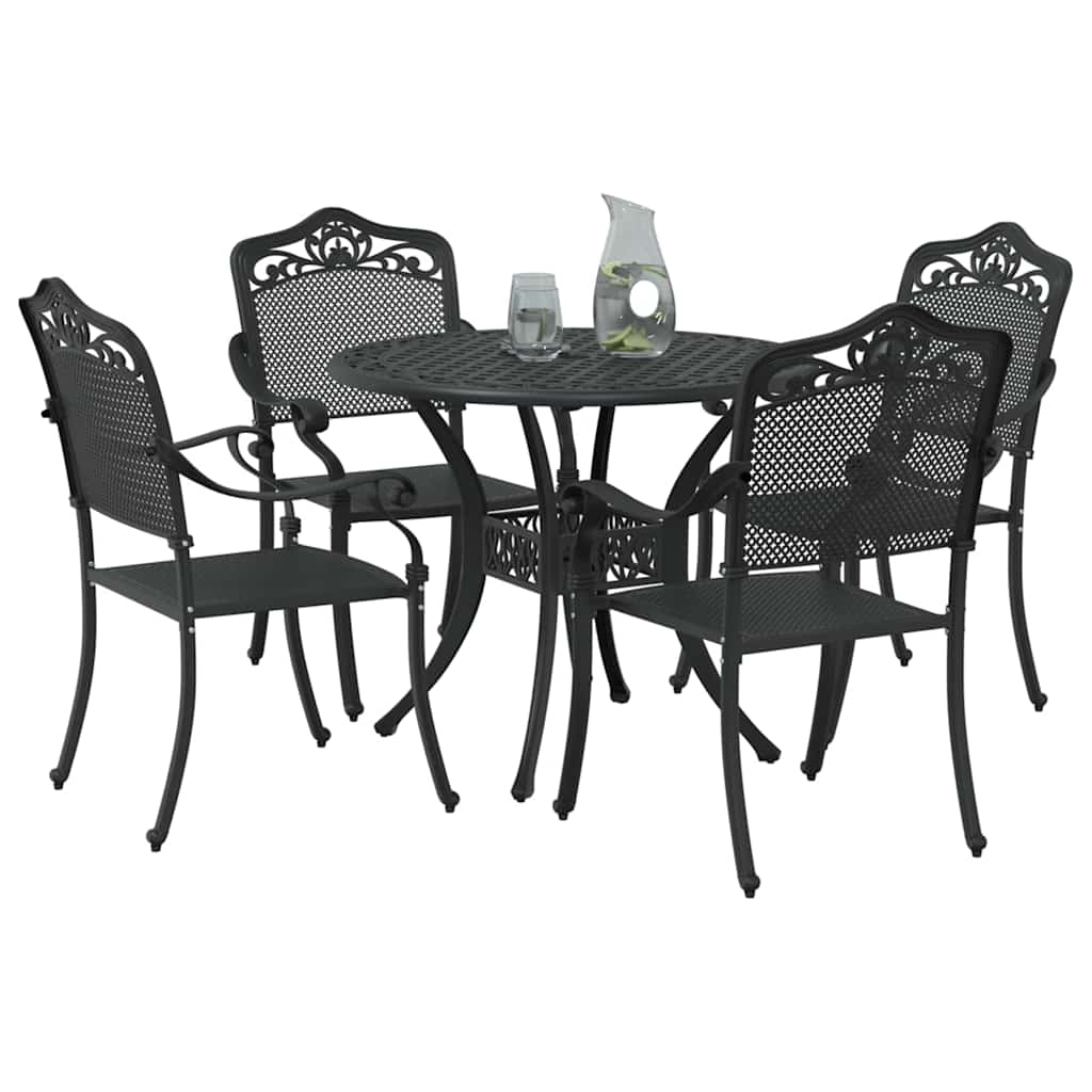 vidaXL Garden Dining Set 5 pcs Black Aluminium