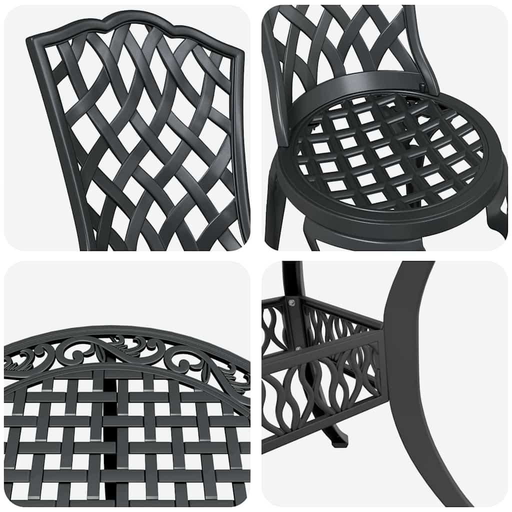 vidaXL Garden Dining Set 5 pcs Black Aluminium