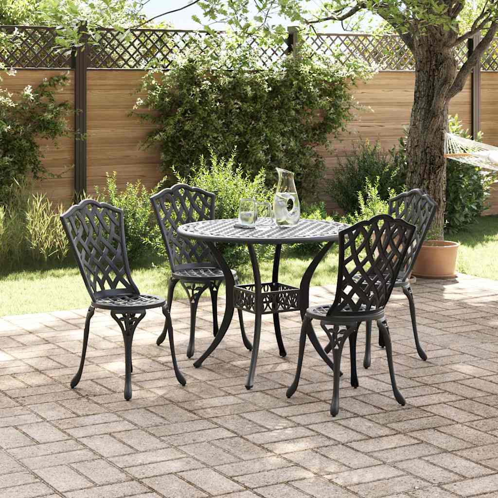 vidaXL Garden Dining Set 5 pcs Black Aluminium