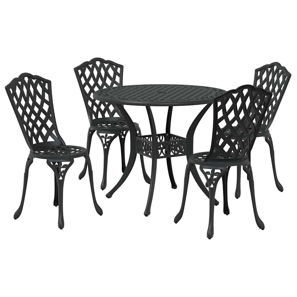 vidaXL Garden Dining Set 5 pcs Black Aluminium