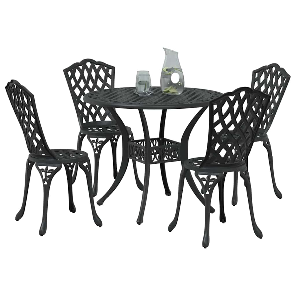 vidaXL Garden Dining Set 5 pcs Black Aluminium
