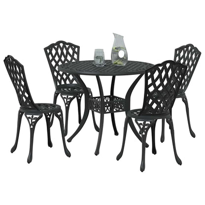 vidaXL Garden Dining Set 5 pcs Black Aluminium