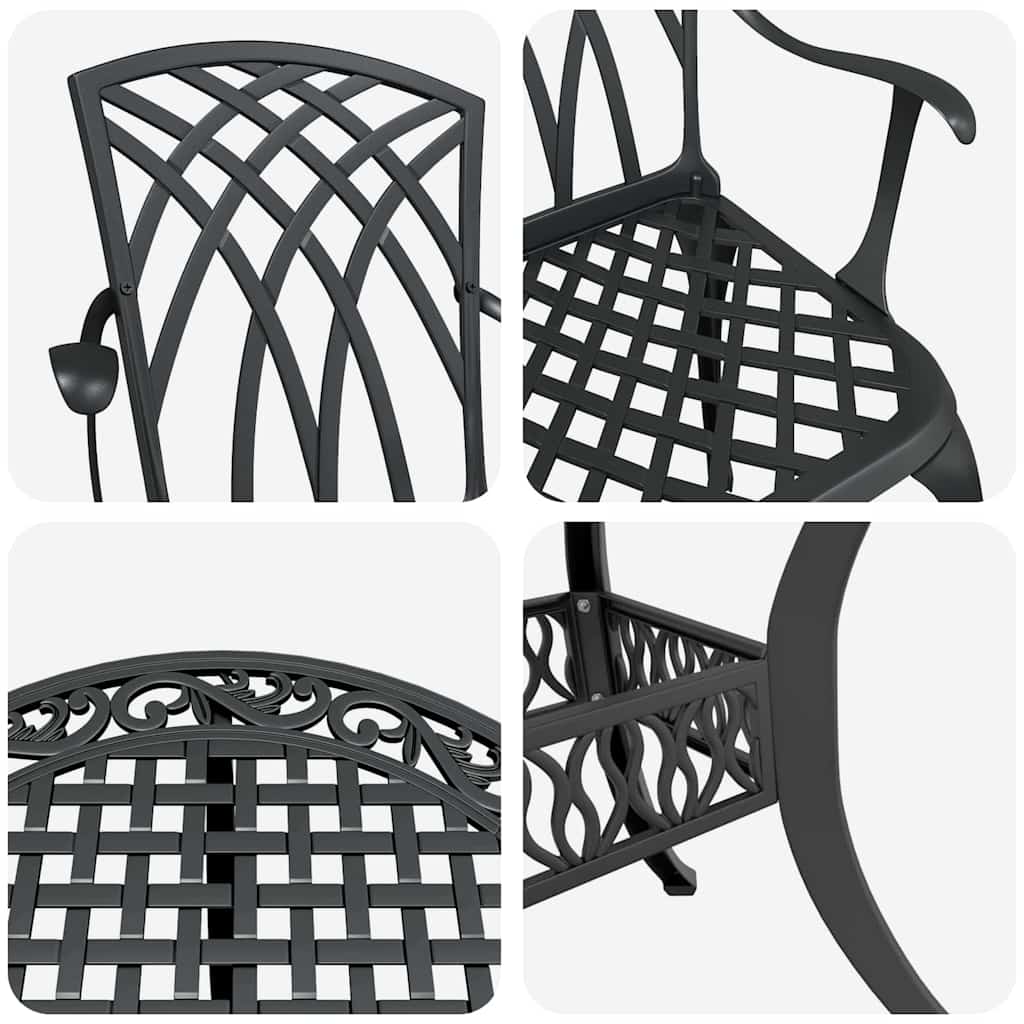 vidaXL Garden Dining Set 5 pcs Black Aluminium