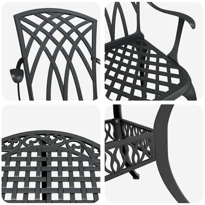 vidaXL Garden Dining Set 7 pcs Black Aluminium