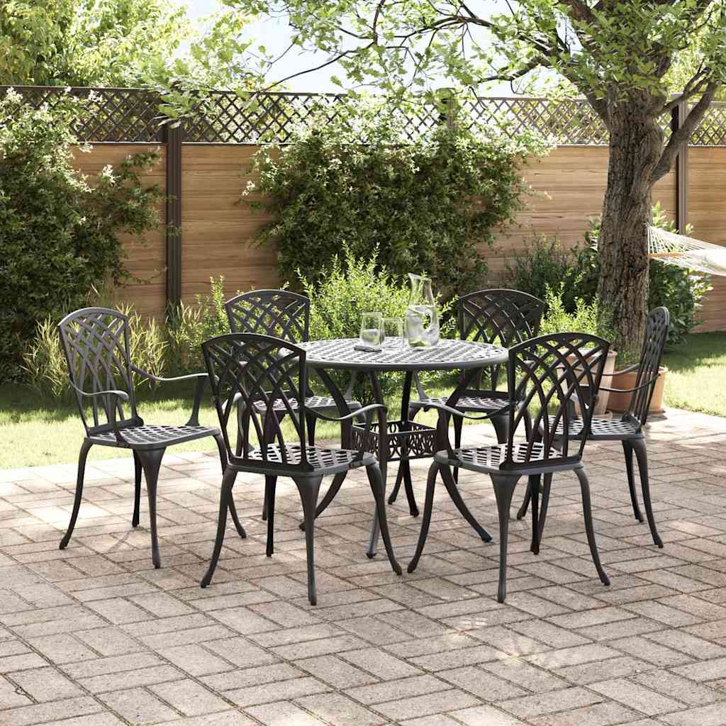 vidaXL Garden Dining Set 7 pcs Black Aluminium