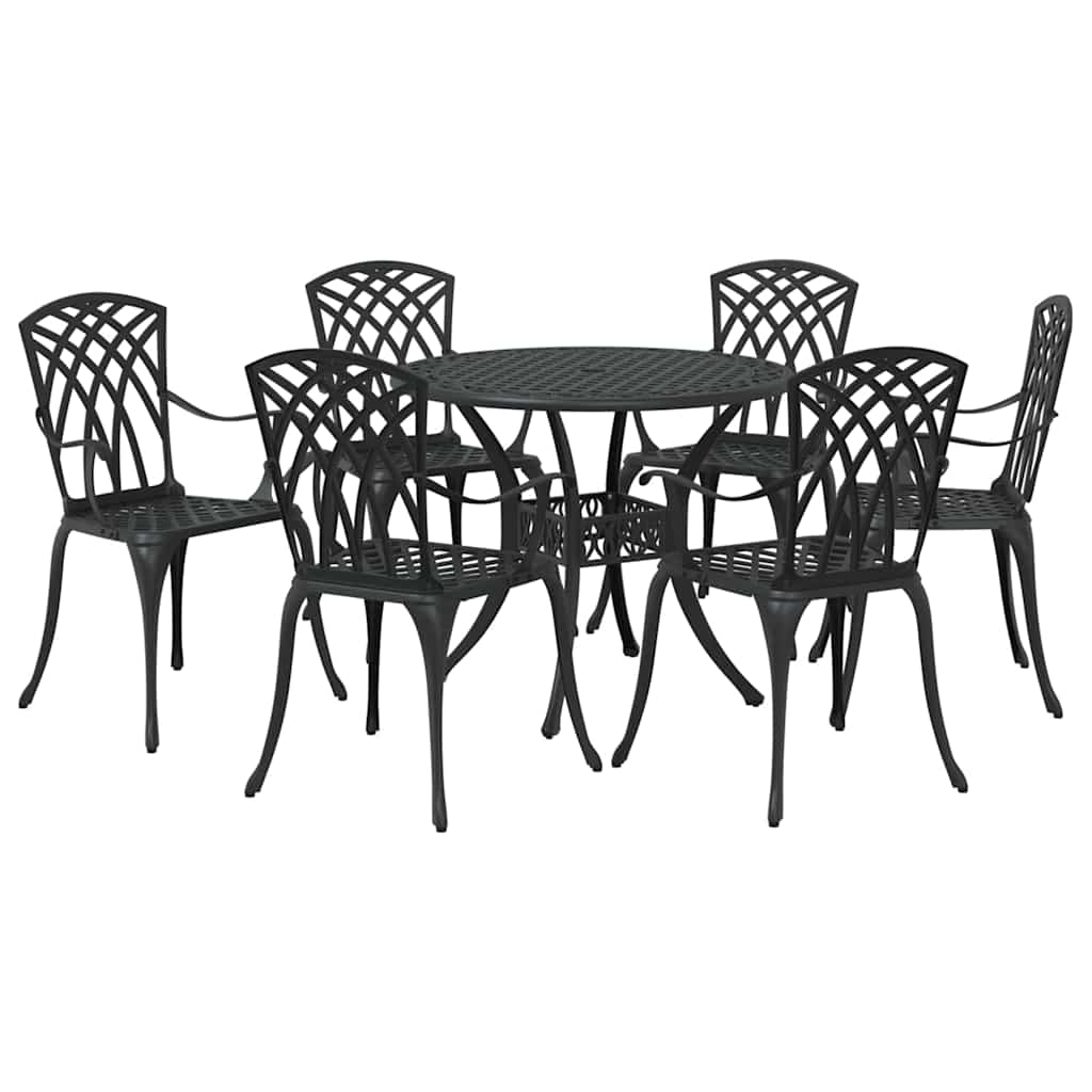 vidaXL Garden Dining Set 7 pcs Black Aluminium