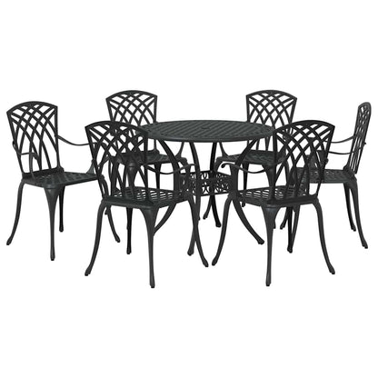 vidaXL Garden Dining Set 7 pcs Black Aluminium