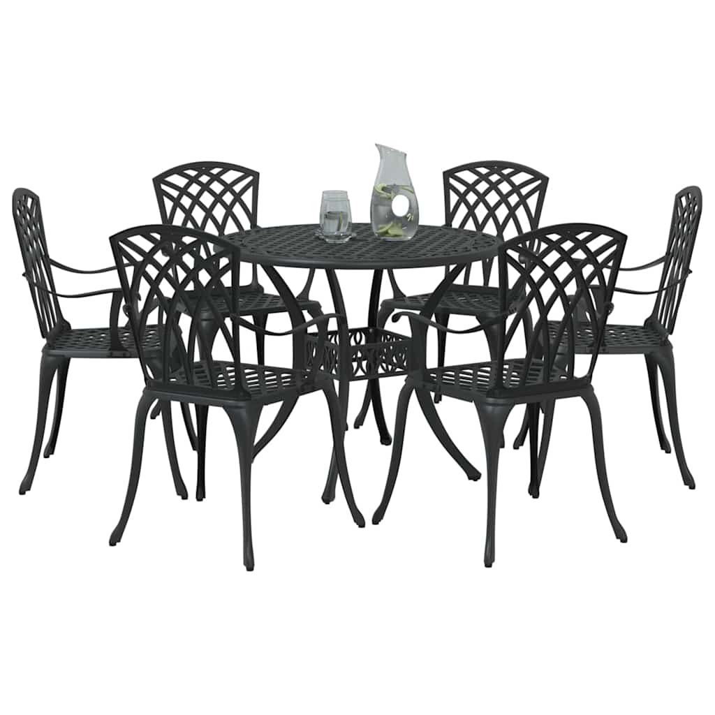 vidaXL Garden Dining Set 7 pcs Black Aluminium