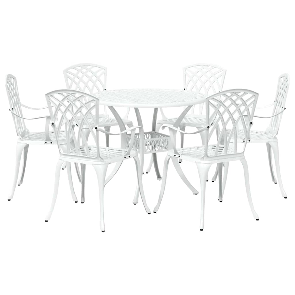 vidaXL Garden Dining Set 7 pcs White Aluminium