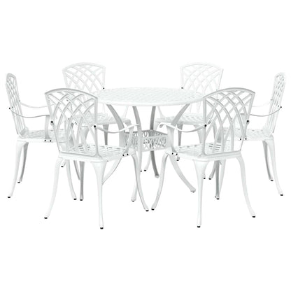 vidaXL Garden Dining Set 7 pcs White Aluminium