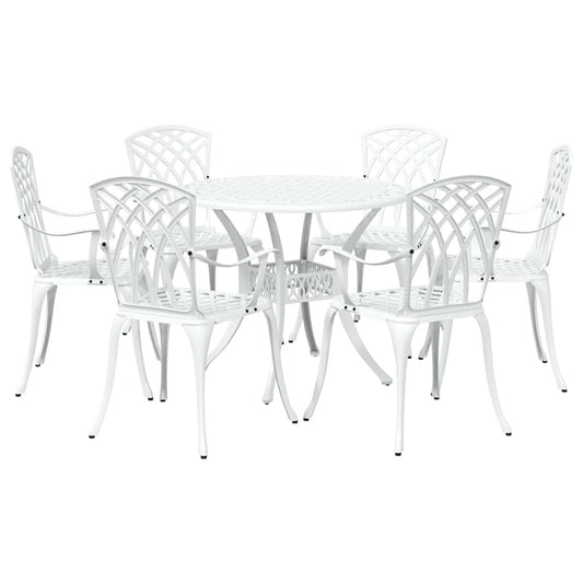 vidaXL Garden Dining Set 7 pcs White Aluminium