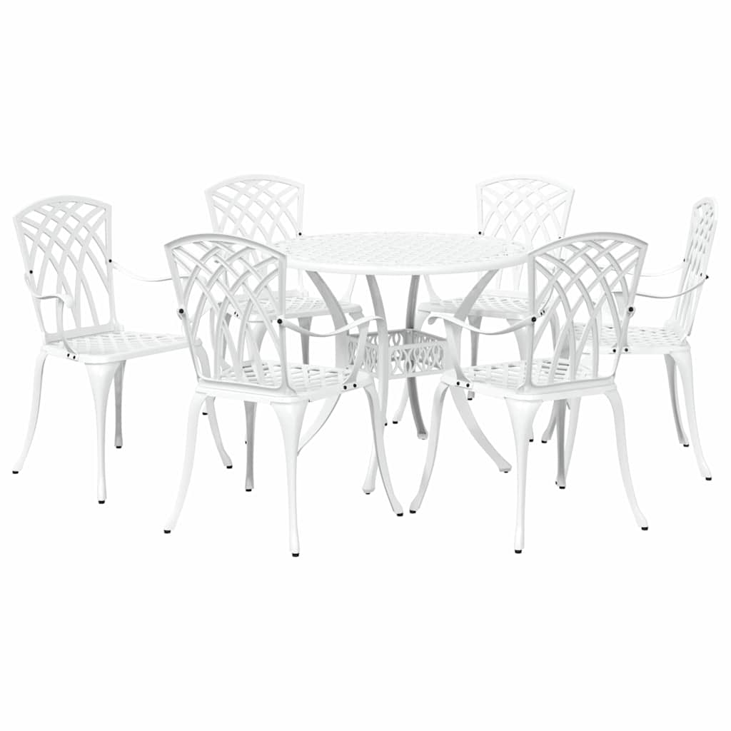 vidaXL Garden Dining Set 7 pcs White Aluminium