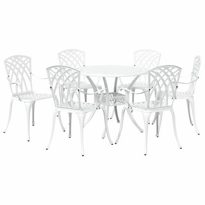 vidaXL Garden Dining Set 7 pcs White Aluminium