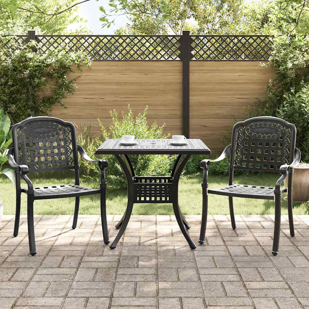 vidaXL Garden Table Set 3 pcs Black Cast Aluminium