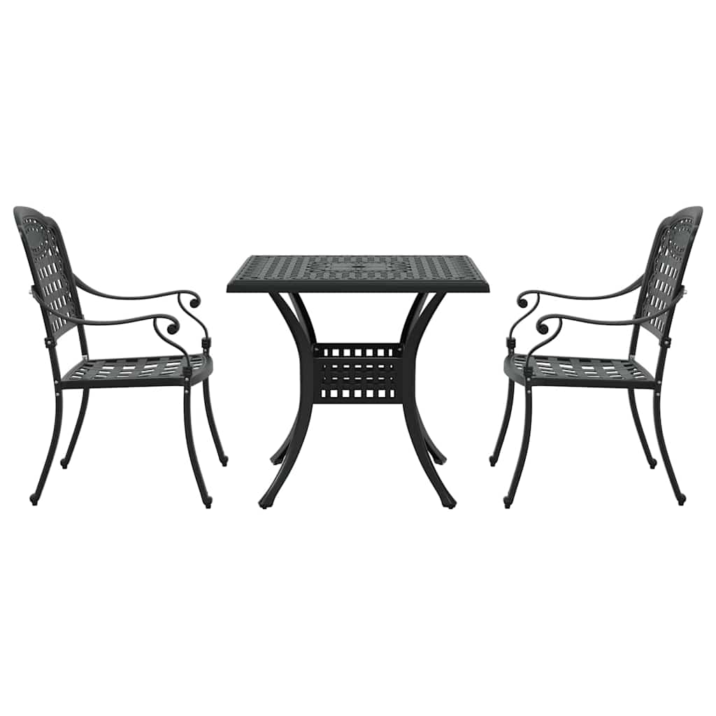 vidaXL Garden Table Set 3 pcs Black Cast Aluminium