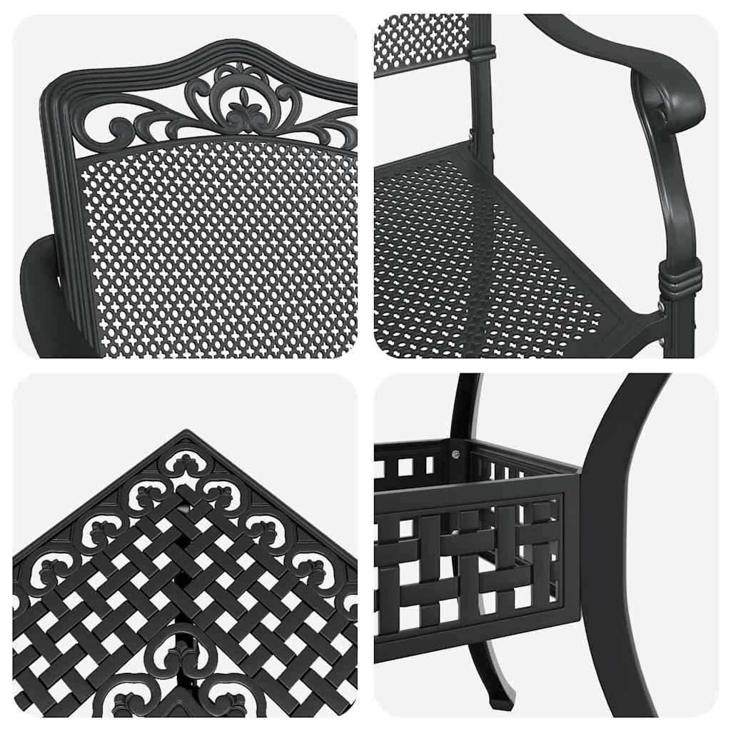 vidaXL Garden Table Set 5 pcs Black Cast Aluminium