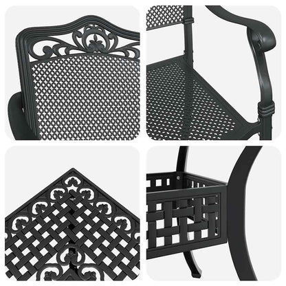 vidaXL Garden Table Set 5 pcs Black Cast Aluminium