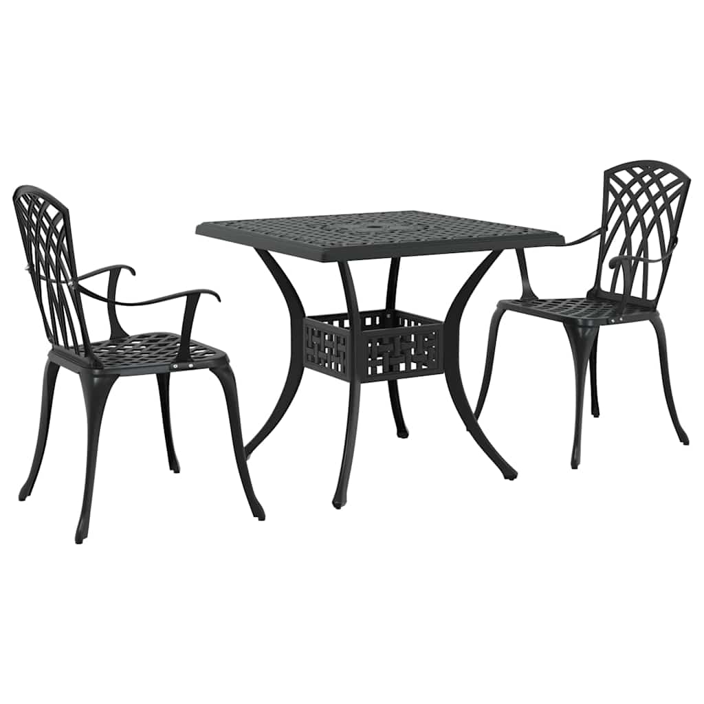 vidaXL Garden Table Set 3 pcs Black Cast Aluminium