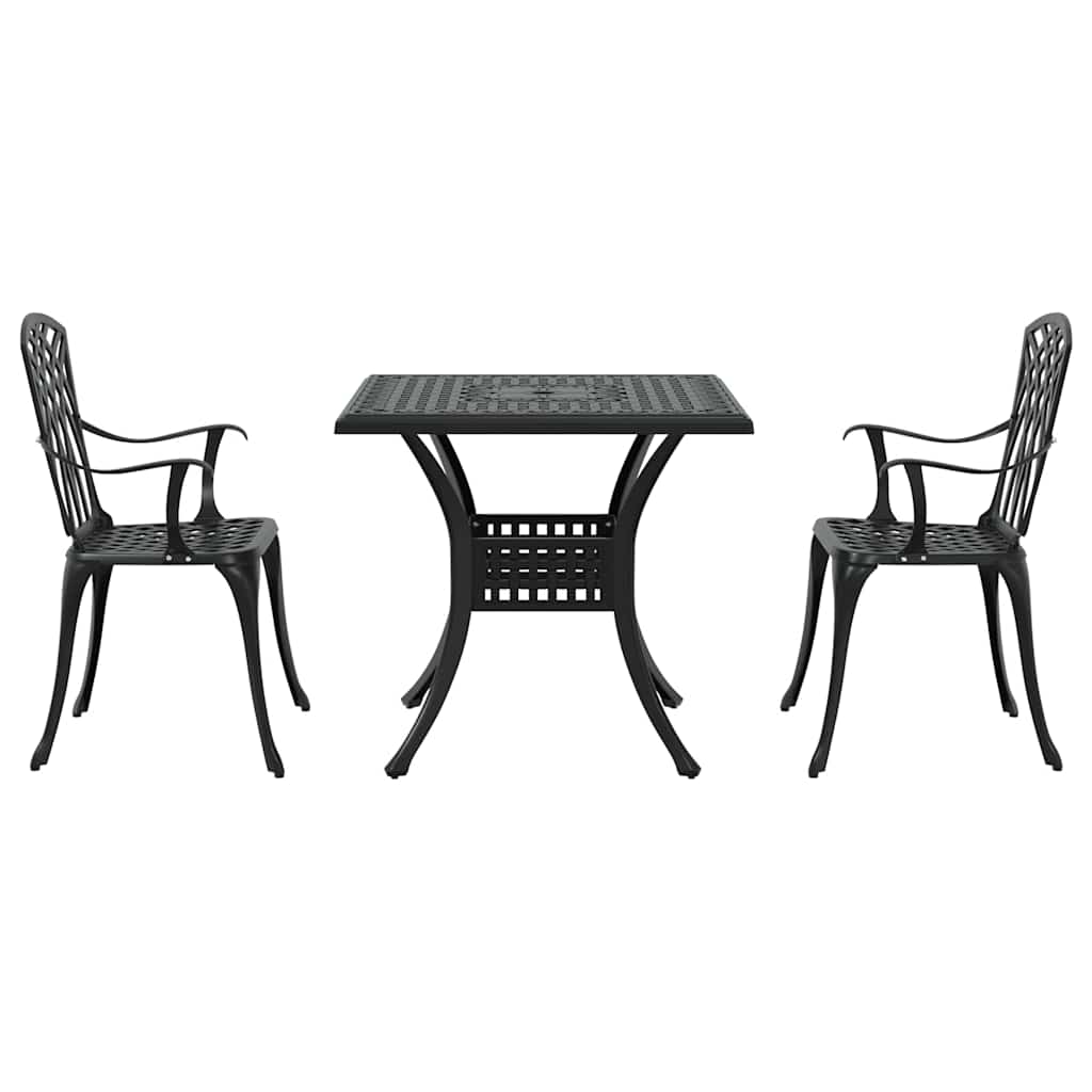 vidaXL Garden Table Set 3 pcs Black Cast Aluminium