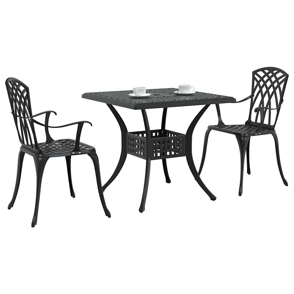 vidaXL Garden Table Set 3 pcs Black Cast Aluminium