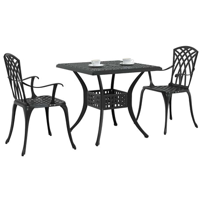 vidaXL Garden Table Set 3 pcs Black Cast Aluminium