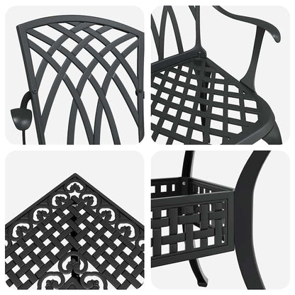 vidaXL Garden Table Set 5 pcs Black Cast Aluminium
