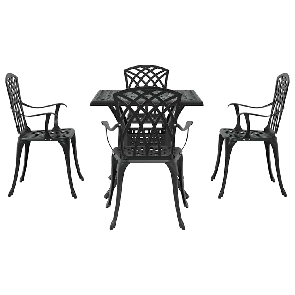vidaXL Garden Table Set 5 pcs Black Cast Aluminium