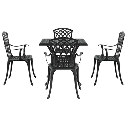 vidaXL Garden Table Set 5 pcs Black Cast Aluminium