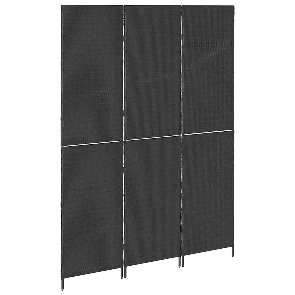 vidaXL Room Divider Folding Manual Black 146 x 180 cm Poly Rattan