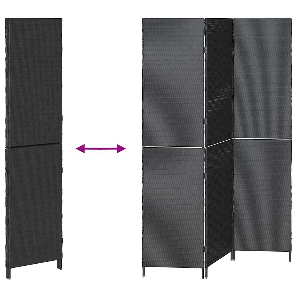 vidaXL Room Divider Folding Manual Black 146 x 180 cm Poly Rattan