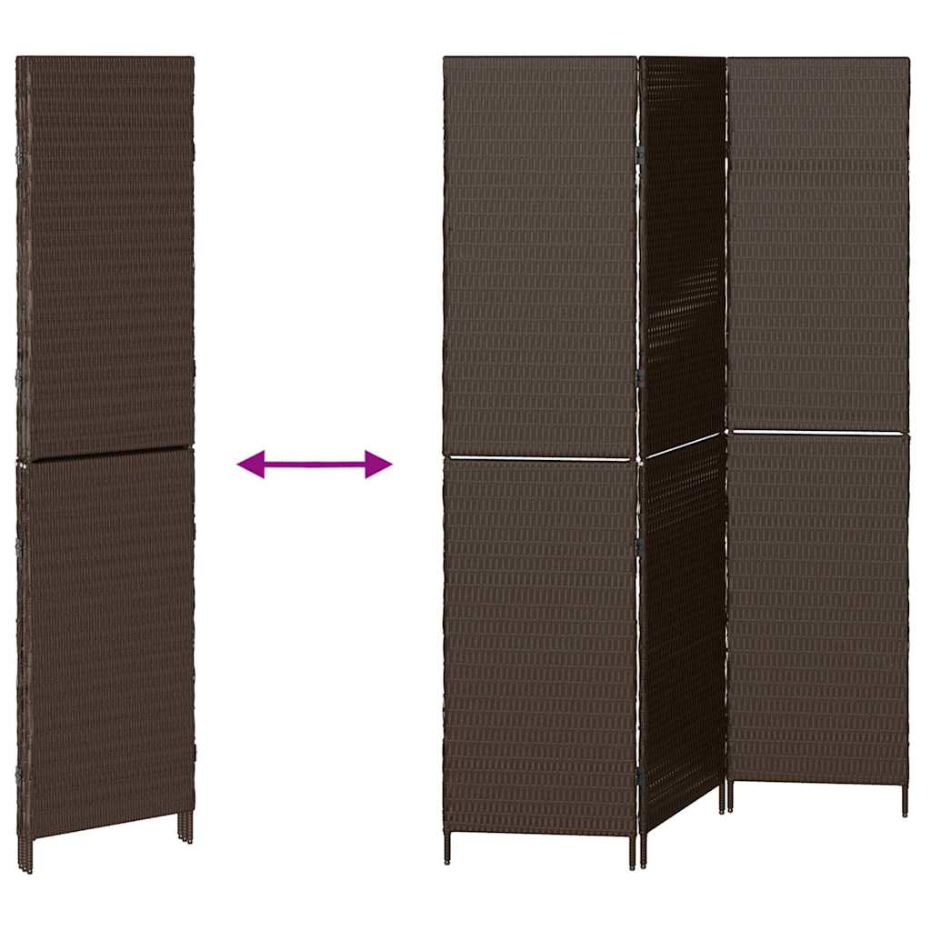 vidaXL Room Divider Folding Manual Brown 146 x 180 cm Poly Rattan