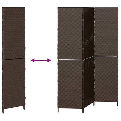 vidaXL Room Divider Folding Manual Brown 146 x 180 cm Poly Rattan