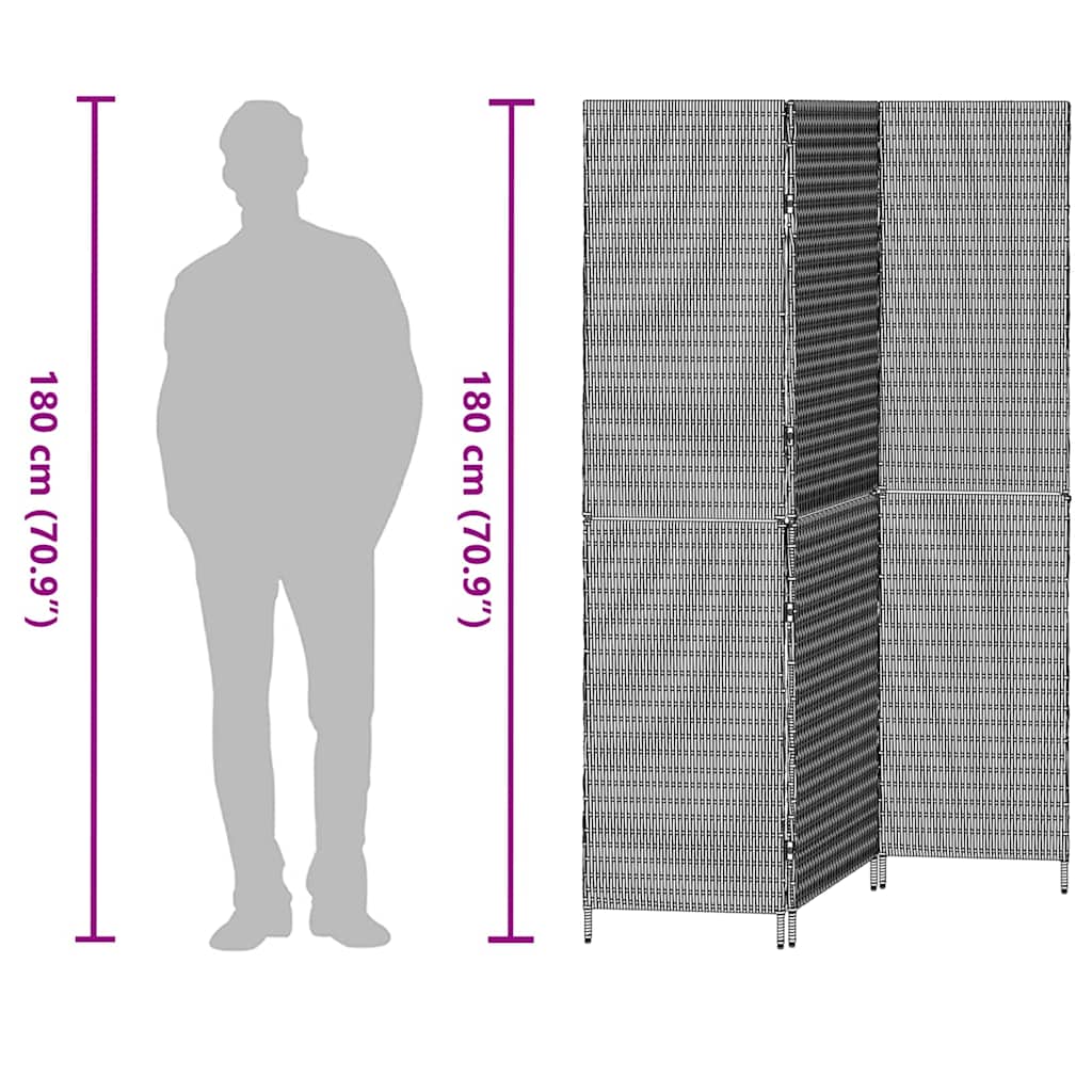 vidaXL Room Divider Folding Manual Brown 146 x 180 cm Poly Rattan