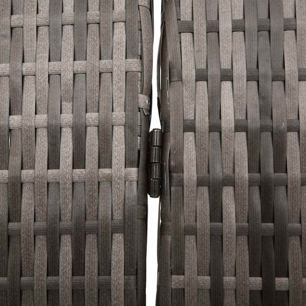vidaXL Room Divider Folding Manual Grey 146 x 180 cm Poly Rattan