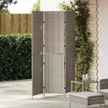 vidaXL Room Divider Folding Manual Grey 146 x 180 cm Poly Rattan
