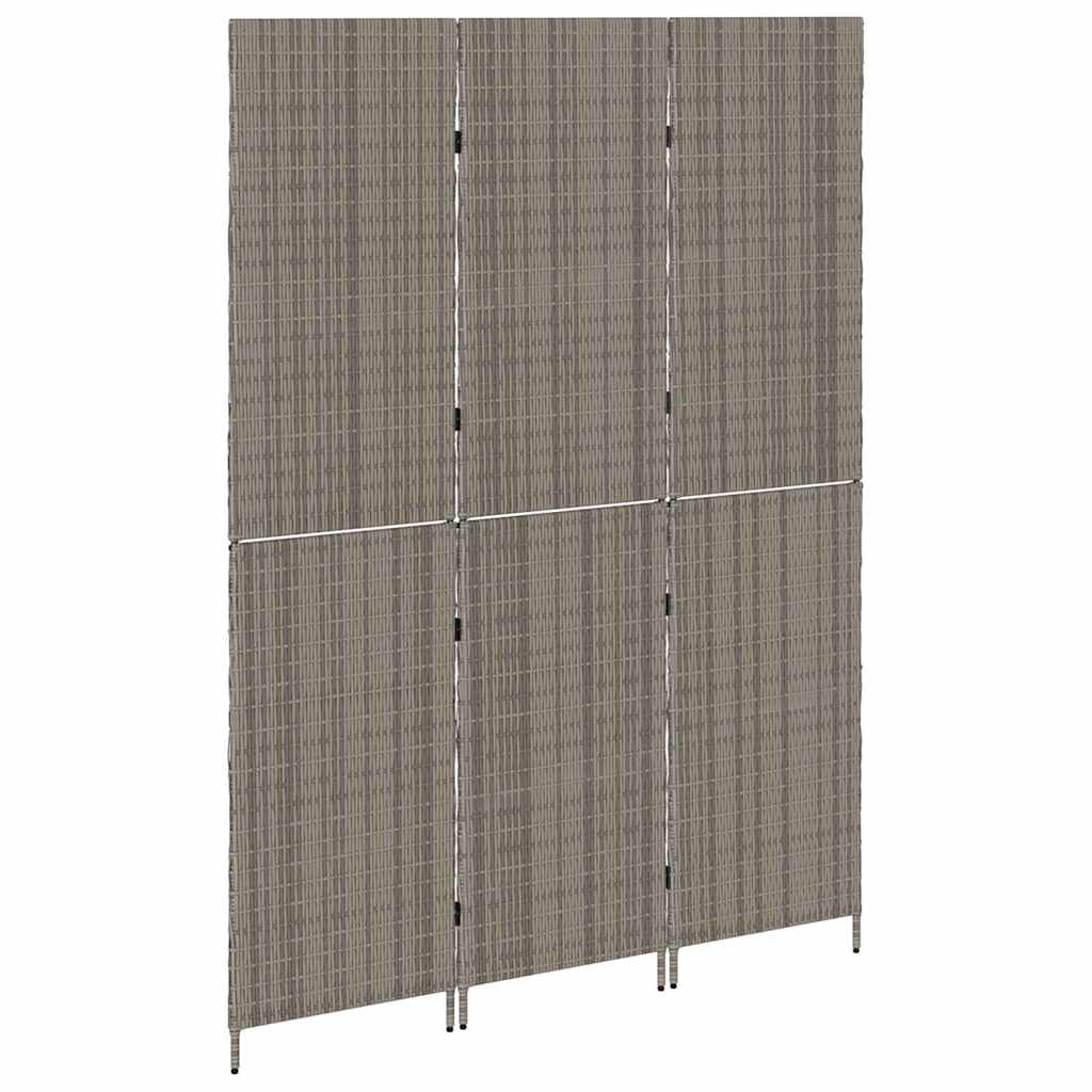 vidaXL Room Divider Folding Manual Grey 146 x 180 cm Poly Rattan
