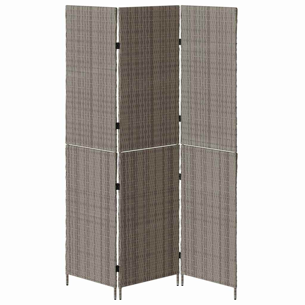 vidaXL Room Divider Folding Manual Grey 146 x 180 cm Poly Rattan